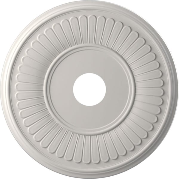 Ekena Millwork Berkshire PVC Medallion (Canopies up to 8 3/8"), 19"OD x 3 1/2"ID x 1"P, Satin Blossom White CMP19BEGBW - main